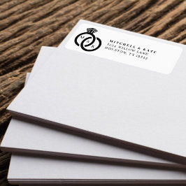 Monogramm-Hochzeit mit weißem und schwarzem Diaman