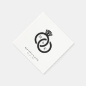 Monogramm-Hochzeit mit weißem und schwarzem Diaman Serviette (Ecke)