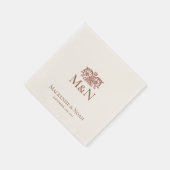 Monogramm Hochzeit Ornamentale Blumige Terrakotta Serviette (Ecke)
