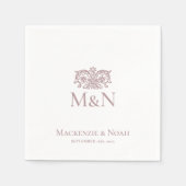 Monogramm Hochzeit Ornate Floral Staubrosa Serviette (Vorderseite)
