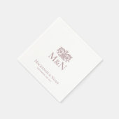 Monogramm Hochzeit Ornate Floral Staubrosa Serviette (Ecke)