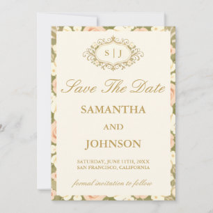 Monogramm Hochzeit Save the Date Karte im Vintage-