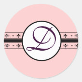 Monogramm-Hochzeit Vintage-Rahmen Runder Aufkleber (Vorderseite)