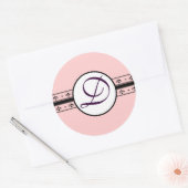 Monogramm-Hochzeit Vintage-Rahmen Runder Aufkleber (Umschlag)