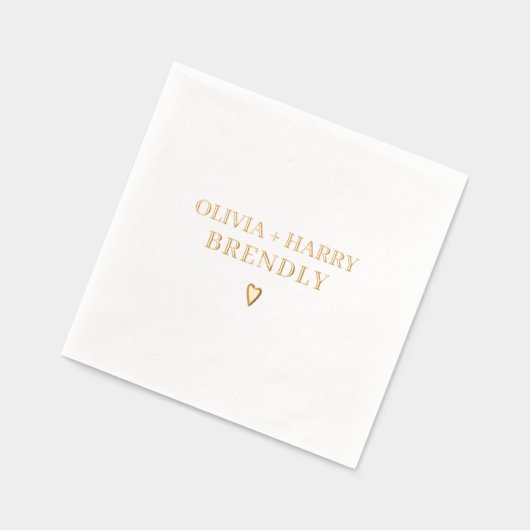 Monogramm Hochzeiten Namen Elegant Modernes Herz G Servietten Mit Folie (Links)