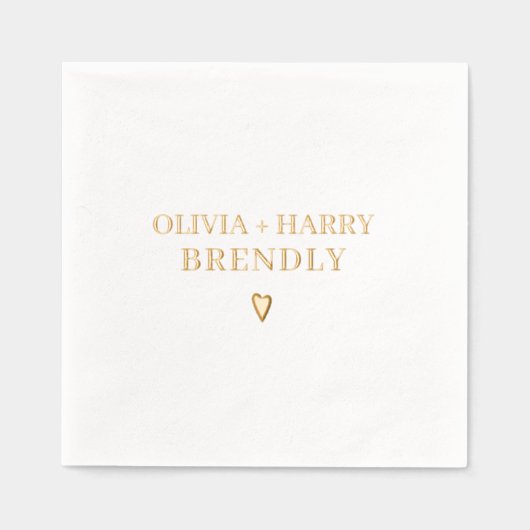 Monogramm Hochzeiten Namen Elegant Modernes Herz G Servietten Mit Folie (Vorderseite)