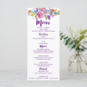 Monogramm-Hochzeitkarte für lila und rosa Blume Menükarte (Stehend Vorderseite)