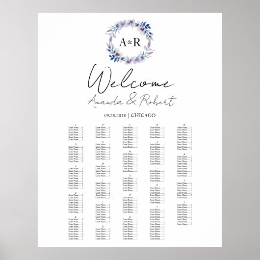 Monogramm Hochzeitkarte Poster (Vorne)