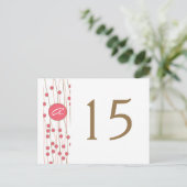 Monogramm Hochzeitkarten für Tischnummern (Stehend Vorderseite)
