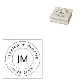 Monogramm-Hochzeitlogo mit Namen und Datum des Paa Gummistempel (Stempel)