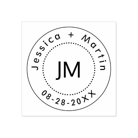 Monogramm-Hochzeitlogo mit Namen und Datum des Paa Gummistempel (Prägung)