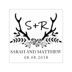 Monogramm-Hochzeits-Briefmarke, Save the Date Permastempel