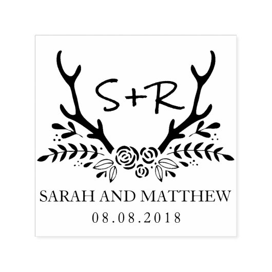 Monogramm-Hochzeits-Briefmarke, Save the Date Permastempel (Design)