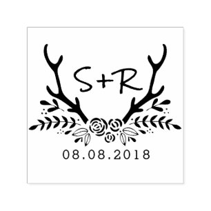 Monogramm-Hochzeits-Briefmarke, Save the Date Permastempel