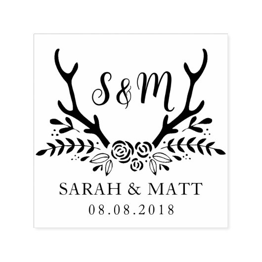 Monogramm-Hochzeits-Briefmarke, Save the Date selb Permastempel (Design)