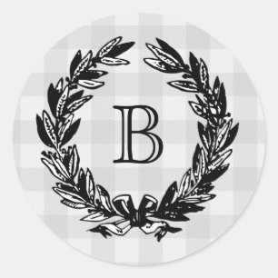 Monogramm-Hochzeits-Familienwappen-Emblem Vintage Runder Aufkleber