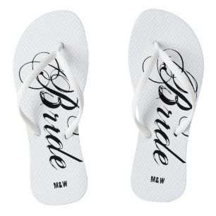 Monogramm-Hochzeits-Flip-Flops für Braut und Bräut Badesandalen