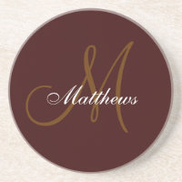 Monogramm-Hochzeits-Jahrestags-Untersetzer Brown