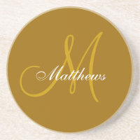 Monogramm-Hochzeits-Jahrestags-Untersetzer-Gold
