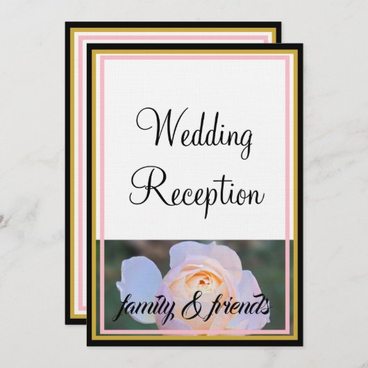 Monogramm Hochzeitsempfang Pastellrosen Einladung (Vorne/Hinten)