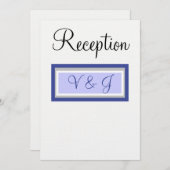 Monogramm Hochzeitsempfang Periwinkle White Einladung (Vorne/Hinten)