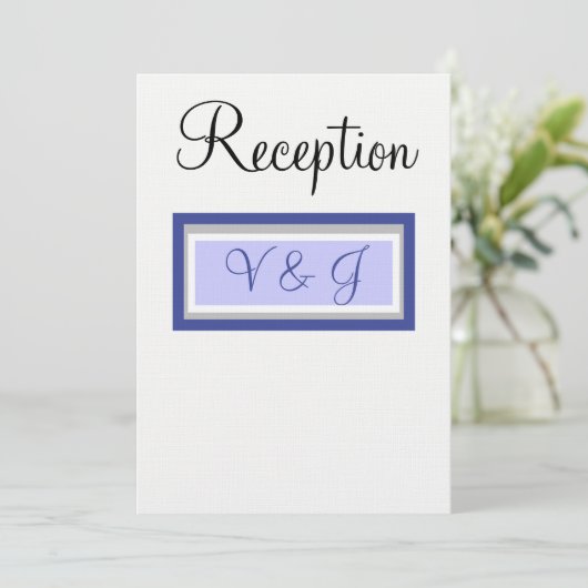 Monogramm Hochzeitsempfang Periwinkle White Einladung (Stehend Vorderseite)