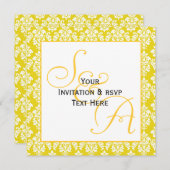 Monogramm Hochzeitsempfehlung Gelbe Dambe Einladung (Vorne/Hinten)