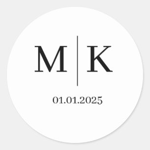 Monogramm-Hochzeitsetiketten   Event-Aufkleber Runder Aufkleber