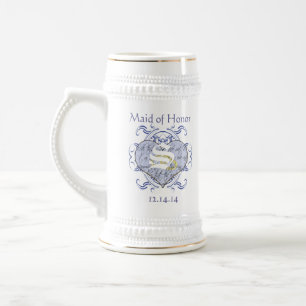 Monogramm-Hochzeitsgelübde-Herz Bierglas
