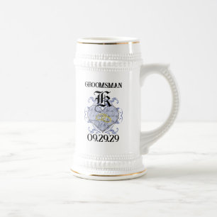 Monogramm-Hochzeitsgelübde-Herz Bierglas