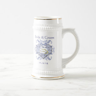 Monogramm-Hochzeitsgelübde-Herz Bierglas
