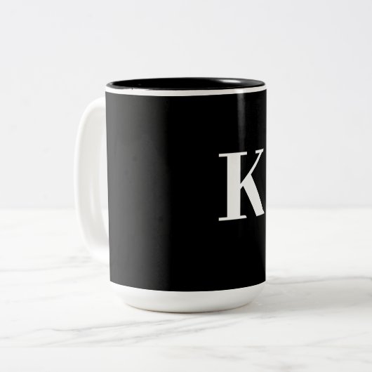 Monogramm Hochzeitsgeschenk Gastgeschenk Schwarz-w Zweifarbige Tasse (Vorderseite Links)