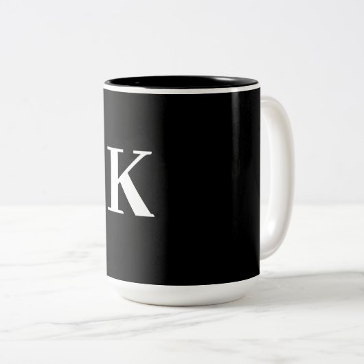 Monogramm Hochzeitsgeschenk Gastgeschenk Schwarz-w Zweifarbige Tasse (VorderseiteRechts)