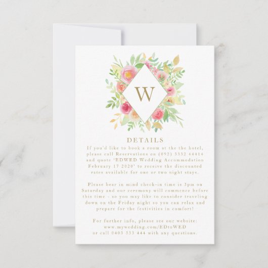 Monogramm-Hochzeitskarte für Blume der Wasserfarbe RSVP Karte (Vorderseite)