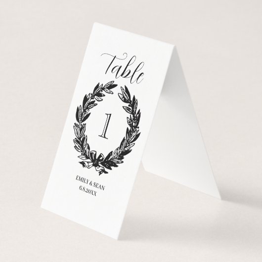 Monogramm Hochzeitskreide-Illustration-Tischnummer (Vorderseite)