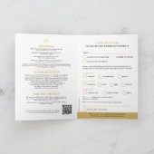 Monogramm Hochzeitsmahlzeit in Schwarzgoldkronen U Einladung (Innenseite)