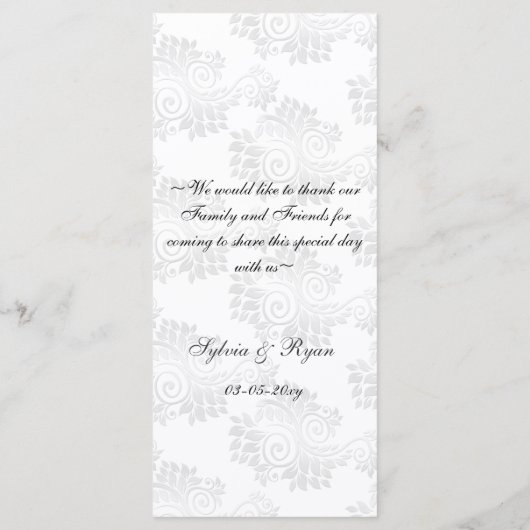 Monogramm-Hochzeitsmenü Menükarte (Rückseite)