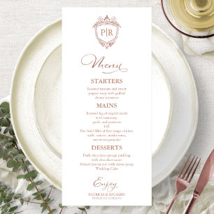 Monogramm-Hochzeitsmenükarten Rose Gold Schrift Menükarte