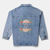 Monogramm Hochzeitspfirsich Orange Floral Jeansjacke (Rückseite)