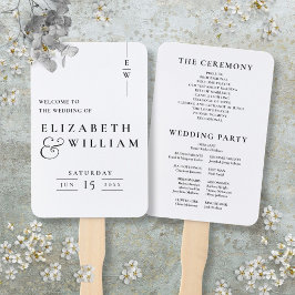 Monogramm-Hochzeitsprogramm für Schwarz und Weiß Fächer