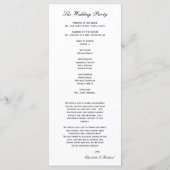 Monogramm-Hochzeitsprogramm für Schwarz-Weiß-Damas Programm (Rückseite)