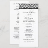 Monogramm-Hochzeitsprogramm für Schwarz-Weiß-Damas Programm (Vorne/Hinten)