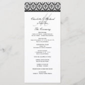 Monogramm-Hochzeitsprogramm für Schwarz-Weiß-Damas Programm (Vorderseite)