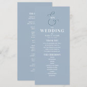 Monogramm Hochzeitsprogramm in Staubblau (Vorne/Hinten)