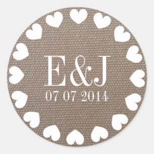 Monogramm-Hochzeitsticker   Einbruchtextur Runder Aufkleber