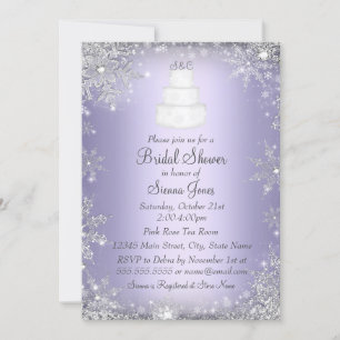 Monogramm Hochzeitstorte Lila Brautparty-Einladung Einladung