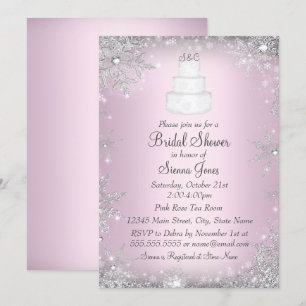 Monogramm Hochzeitstorte Rosa Brautparty-Einladung Einladung