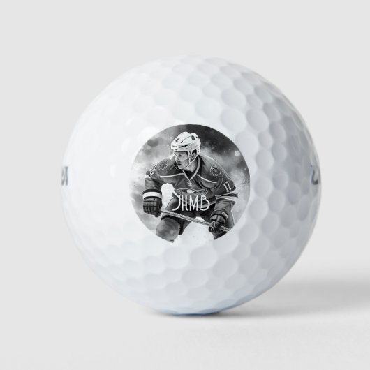 Monogramm Hockeyspieler Sport Golfball (Vorderseite)