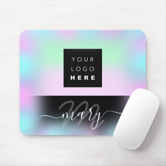 Monogramm Holograph Pink BLUE Mousepad (Mit Mouse)