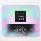 Monogramm Holograph Pink BLUE Mousepad (Vorne)